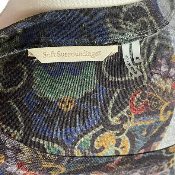 SOFT SURROUNDINGS Women's Petite Large PL Paisley Floral Scoop‎ Neck Long Sleeve - Picture 9 of 10